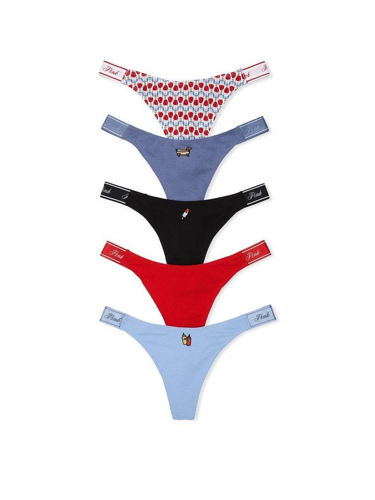 Трусики 5-pack logo cotton thong panties, S