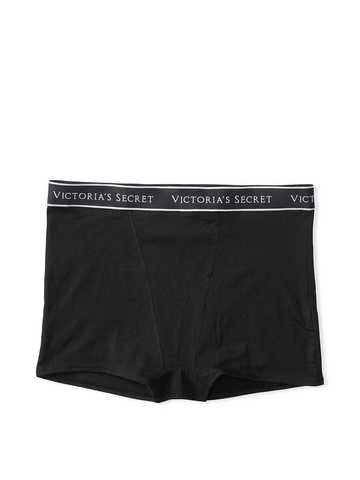 Трусики Victoria’s Secret High-waist Logo Boyshort Panty черного цвета