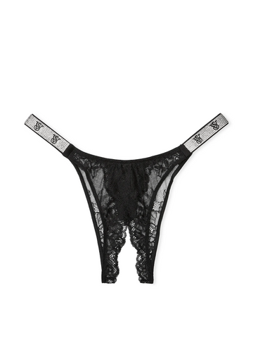 Трусики зі стразами rose lace crotchless brazilian panty, M
