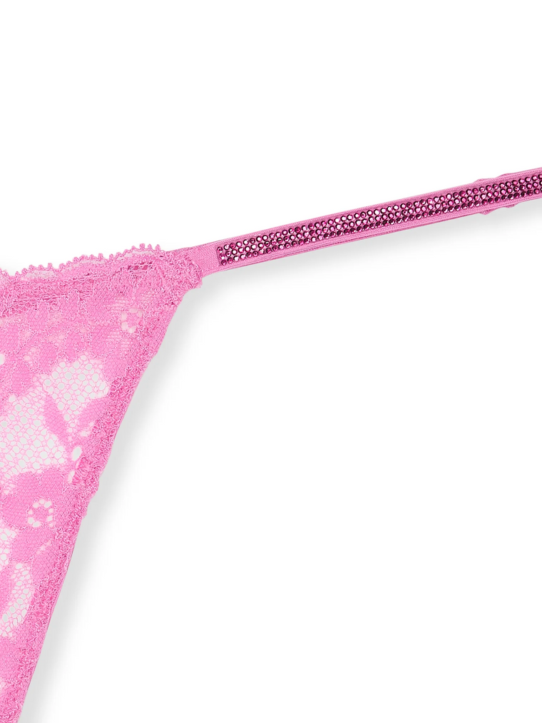 Мереживні трусики зі стразами v-string panty, M