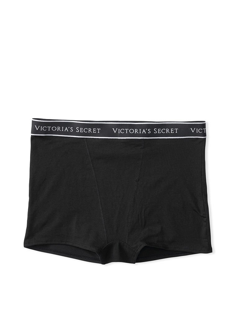 Трусики Victoria’s Secret High-waist Logo Boyshort Panty черного цвета, XS