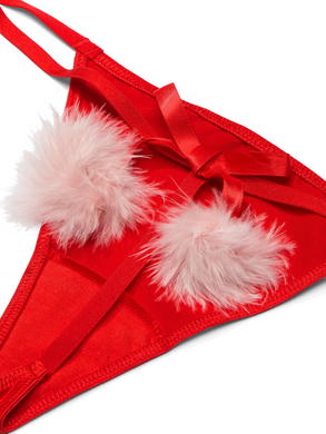 Трусики satin pom pom v-string panty, S