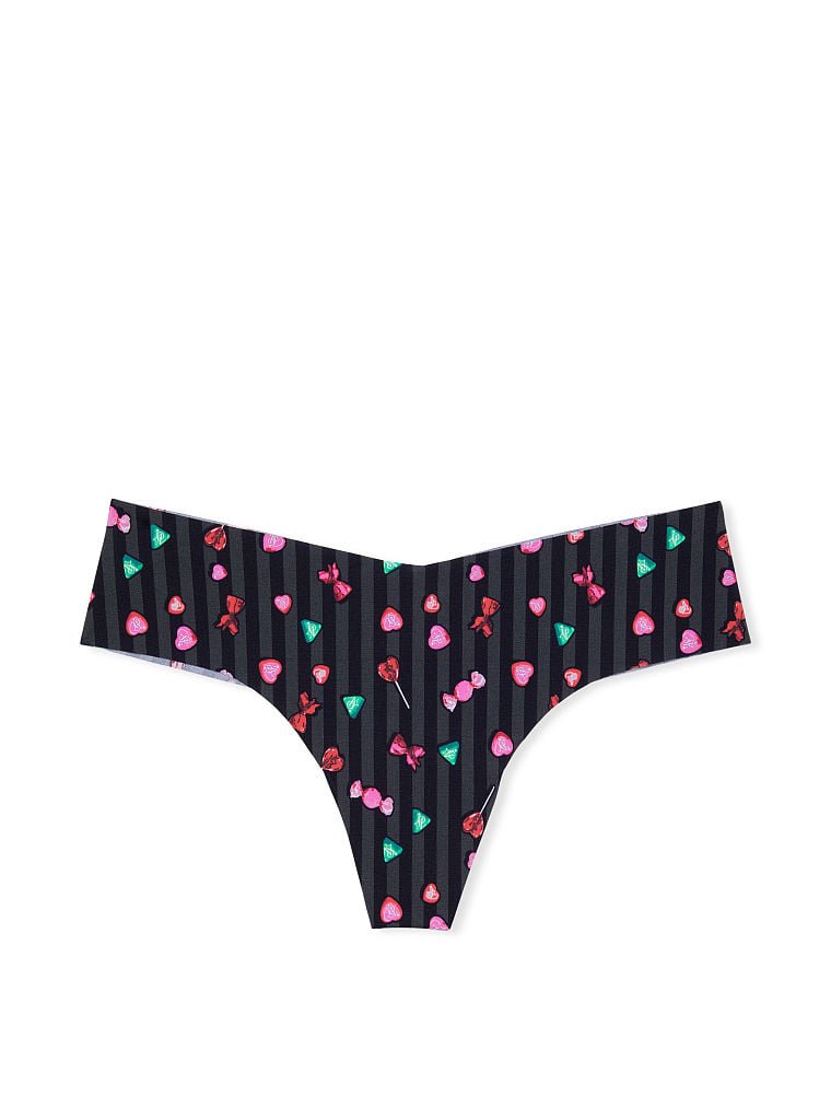 Трусики Sexy Illusions by Victoria’s Secret No-show Thong Panty Black Candy Sprinkles, M