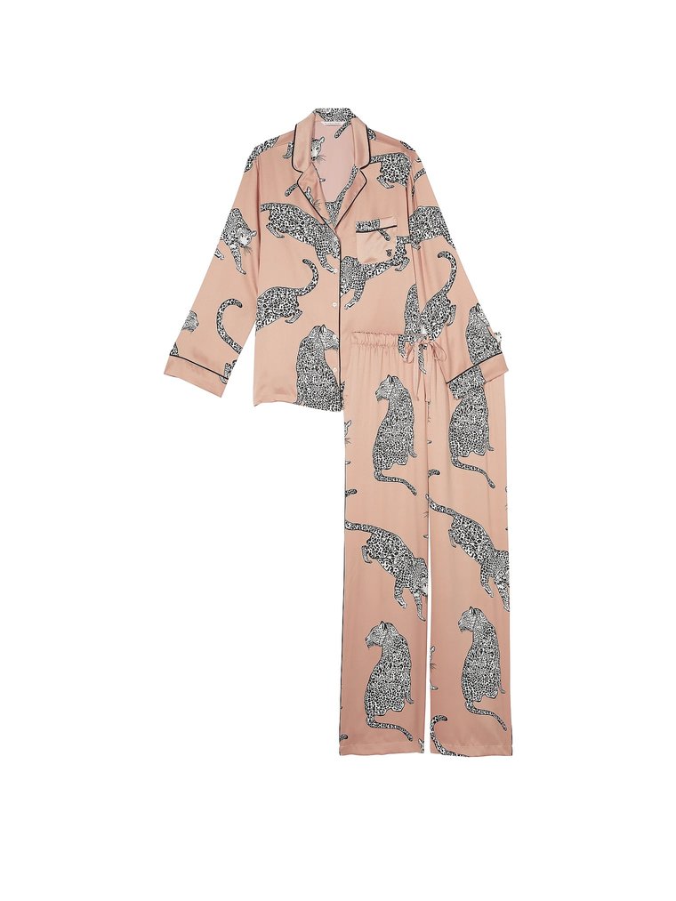 Сатиновая пижама satin long pajama set, S