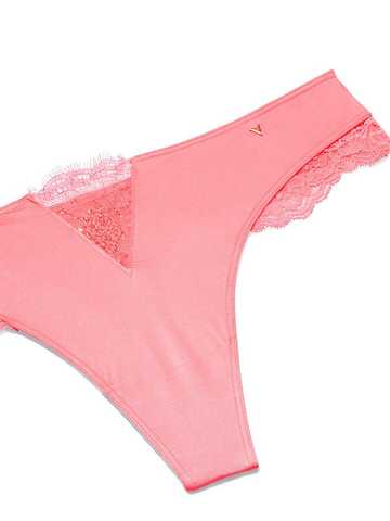 Micro Lace Inset Thong Panty