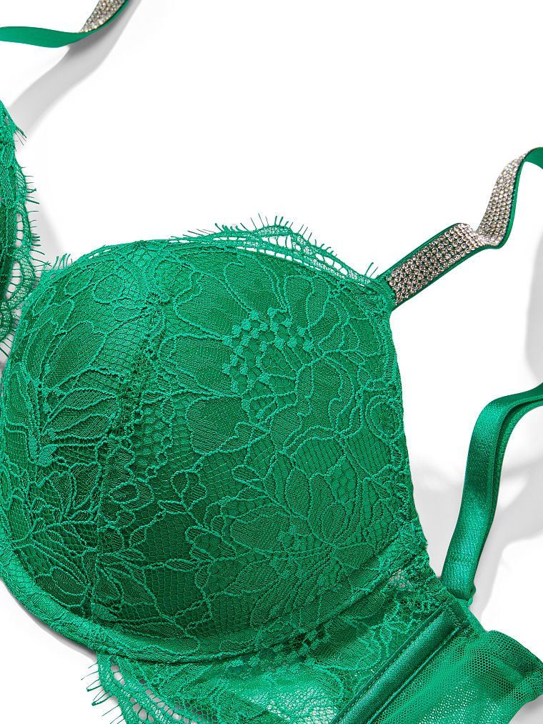 Бюстгальтер зі стразами Victoria’s Secret Very Sexy Push- Up Bra Clover Green, 75C