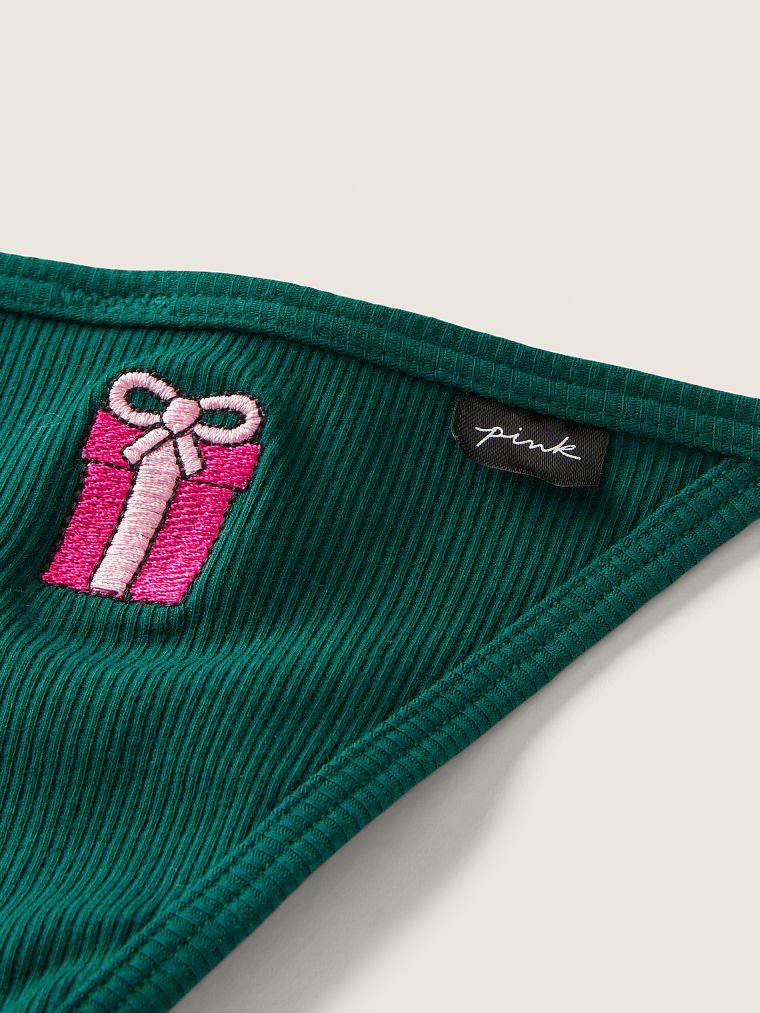 Трусики Pink Cotton Thong V-String Panty зеленого кольору
