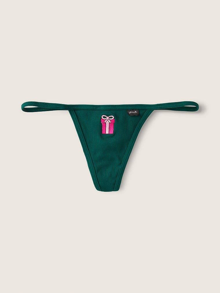 Трусики Pink Cotton Thong V-String Panty зеленого цвета, L