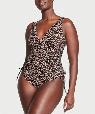 Суцільний купальник swim ruched plunge one-piece swimsuit leopard, XS