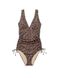 Купальник слитный swim ruched plunge one-piece swimsuit leopard, XS