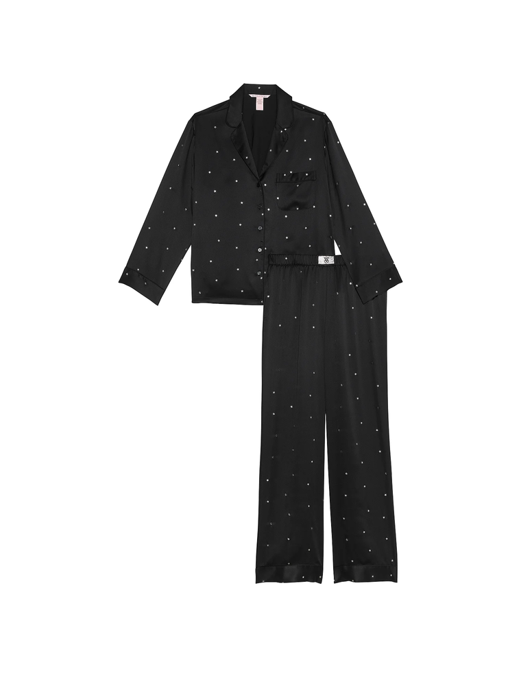 Сатинова піжама glazed satin dew drop long pajama set, L