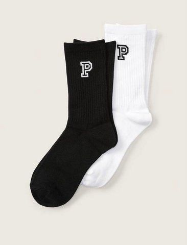 Носки Сrew Sock 2 Pack Pure Black and Optic White Pink