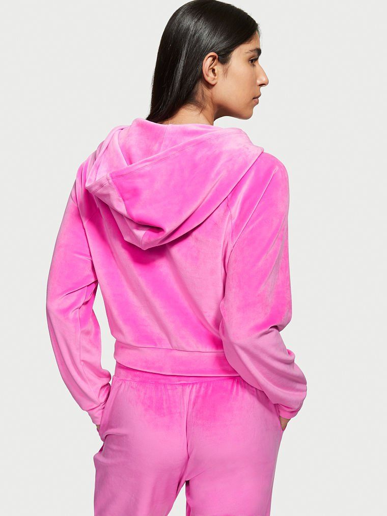 Велюровий спортивний костюм Velour Front-zip Electric Pink Graphic Victoria’s Secret, L