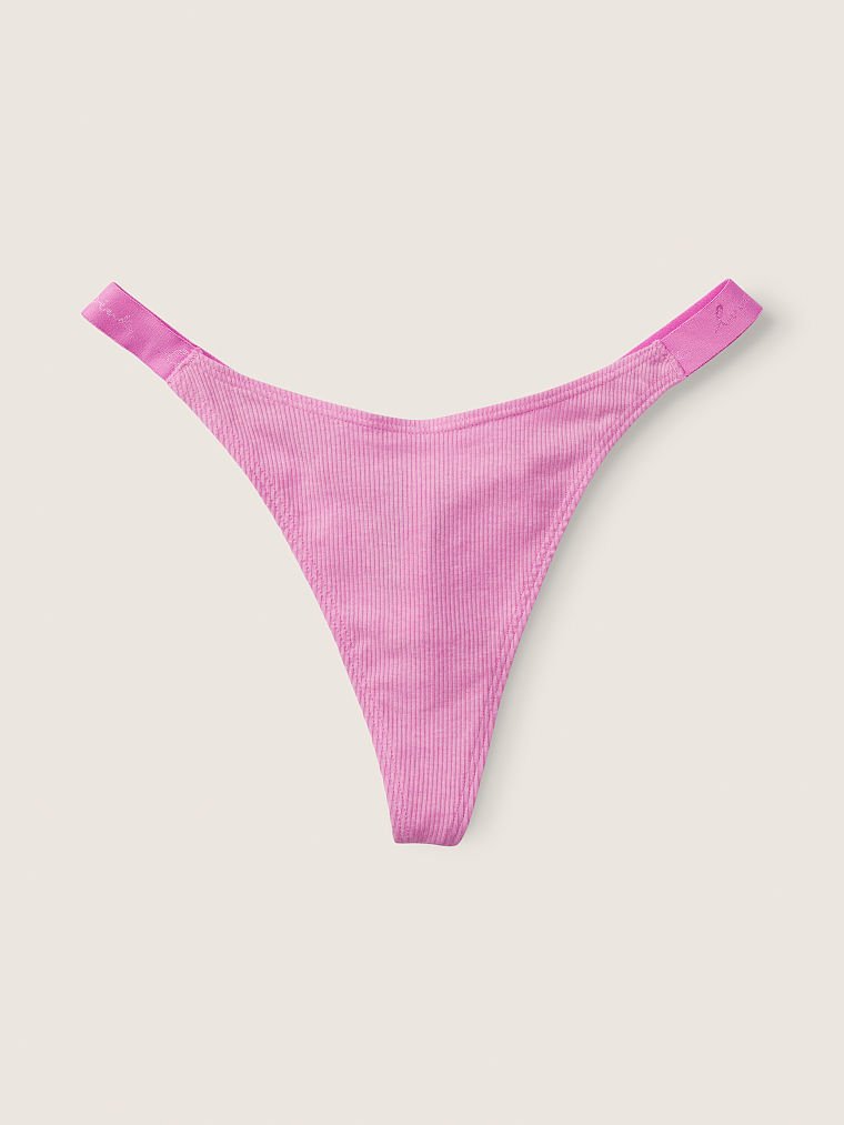 Трусики Pink High Leg Logo Thong Underwear в рубчик, M