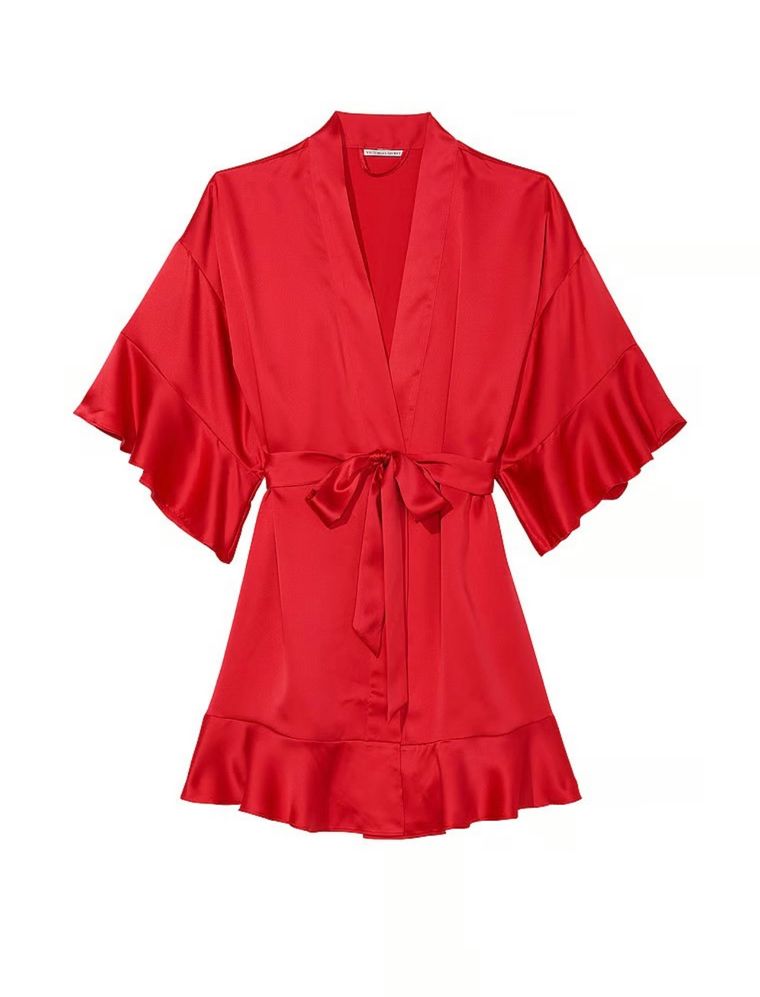 Сатиновий халат satin flounce robe, M/L