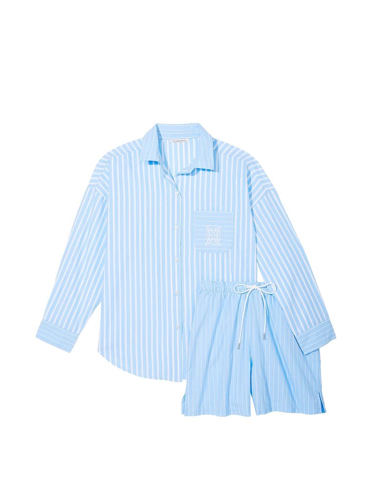 Котонова піжама cotton long-sleeve shirt & shorts set, XS