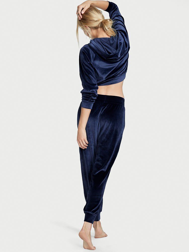 Велюровый спортивный костюм Velour Front-zip Ensign Navy Graphic Victoria’s Secret, S