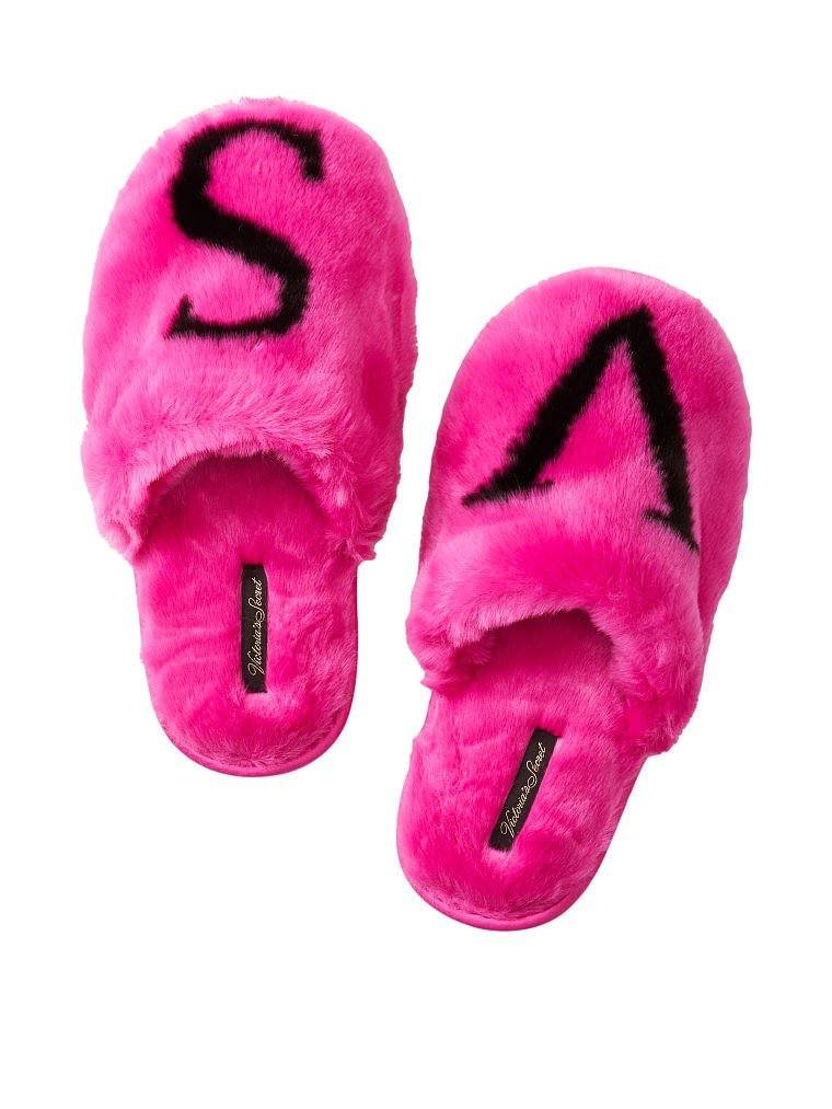 Домашние тапочки Closed Toe Faux Fur Slipper Summer Pink Victoria’s Secret розовые, S