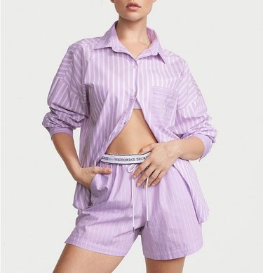 Котонова піжама cotton long-sleeve shirt & shorts set, XS