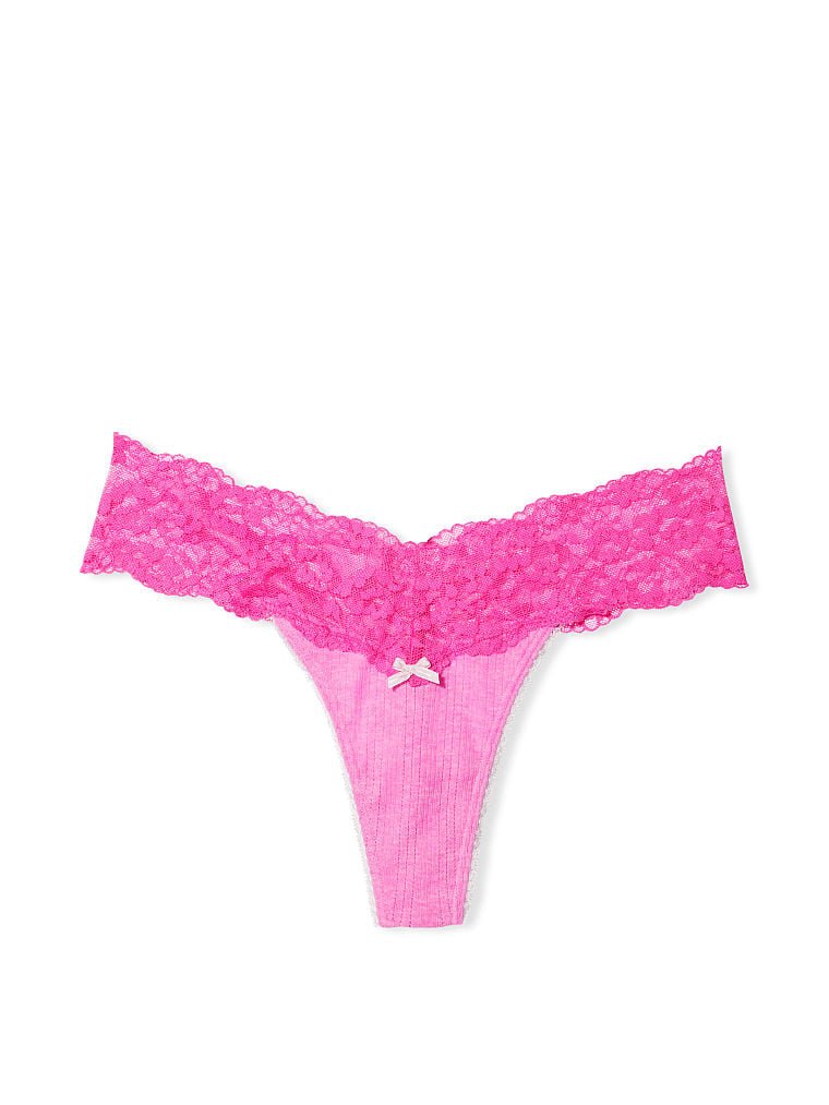 Трусики Lace Waist Cotton Thong Panty Victoria’s Secret