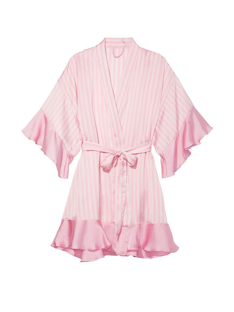 Атласний халат Robe Iconic Stripe в рожеву смужку