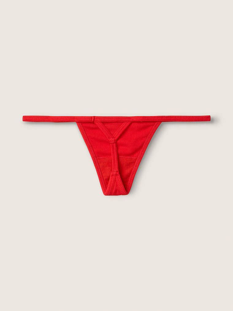 Трусики Pink Victoria’s Secret Cotton Thong V-String Panty червоні