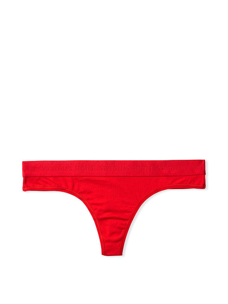Трусики Victoria’s Secret Logo Cotton Thong Panty красные, L