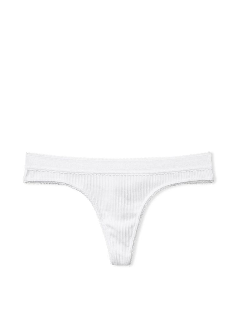 Трусики logo cotton lace-waist thong panty, XS
