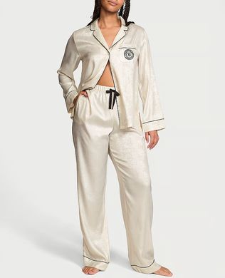 Сатинова піжама glazed satin long pajama set, L