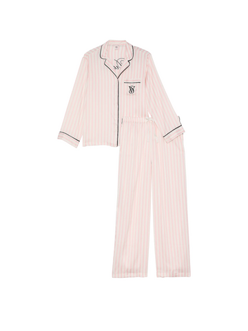 Сатинова піжама Satin Long Pj Set рожева смужка, M