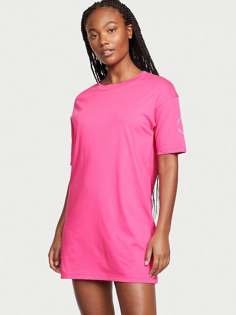 Ночная рубашка Cotton Sleepshirt Pink Fever Victoria’s Secret, XS/S