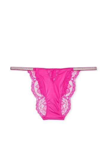 Трусики Micro Lace Shine Strap Cheekini Panty со стразами, M