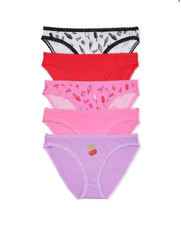 Набір бавовняних трусиків 5-Pack Stretch Cotton Bikini Panties Victoria’s Secret, S