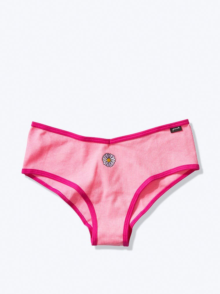 Трусики Victoria’s Secret Pink Cotton Cheekster в рубчик розовые