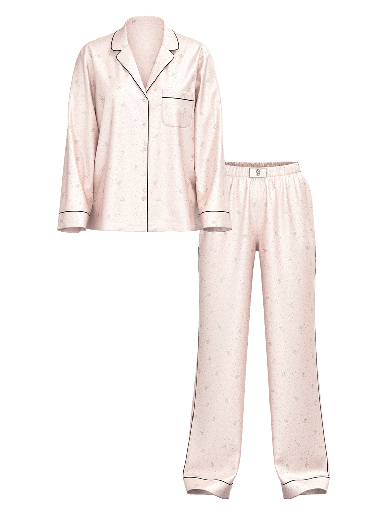 Сатинова піжама glazed satin dew drop long pajama set, XL