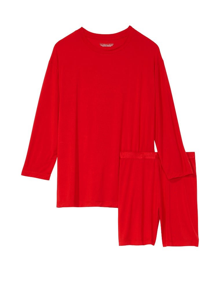 Піжама Modal Sleepshirt and Bike Shorts Set Lipstick Red