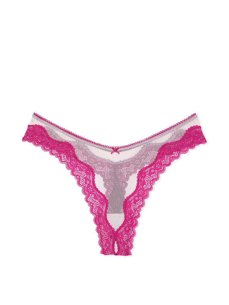 Трусики tease mesh lace-trim high-leg thong panty