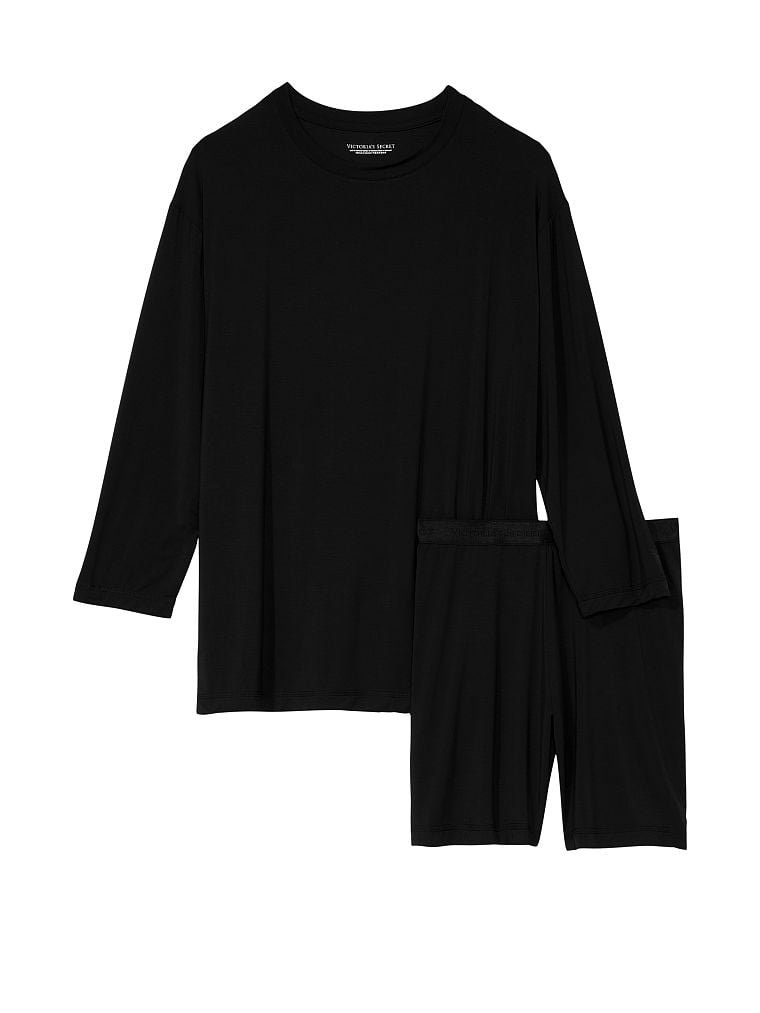 Піжама Modal Sleepshirt and Bike Shorts Set Black