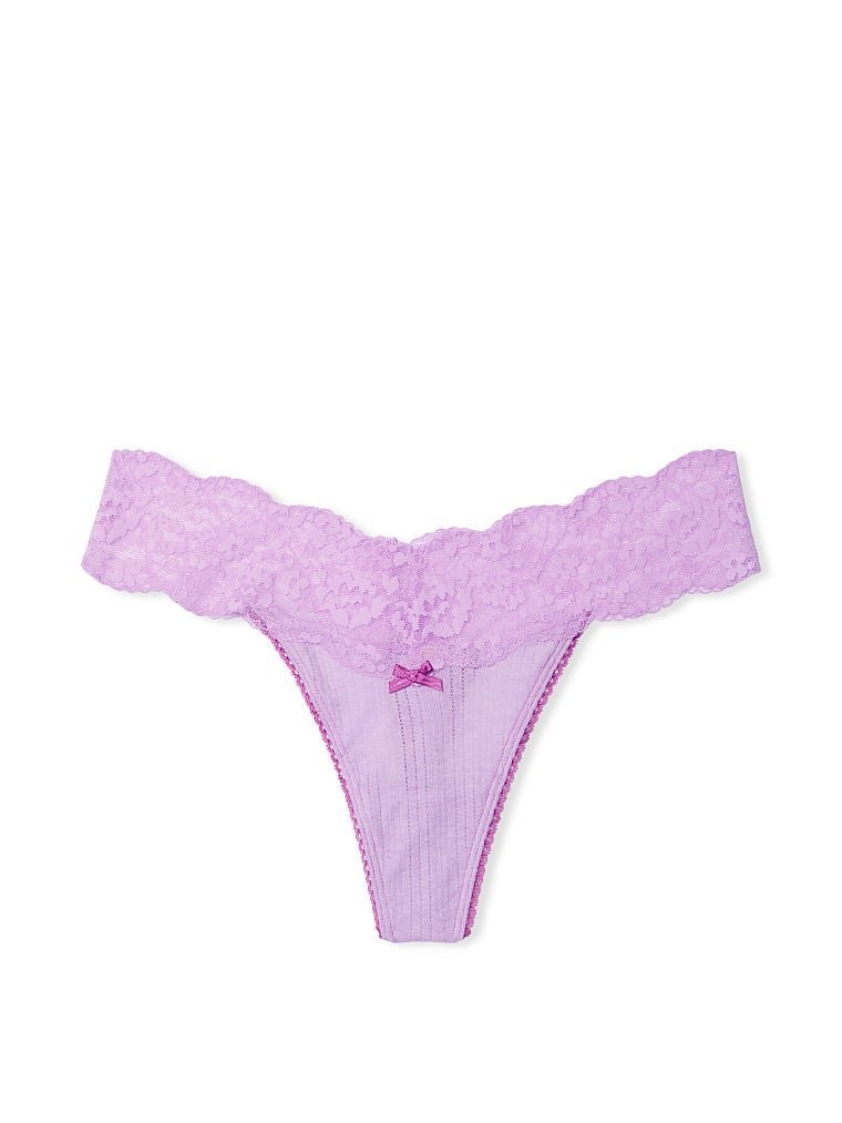 Трусики Lace Waist Cotton Thong Panty Victoria’s Secret