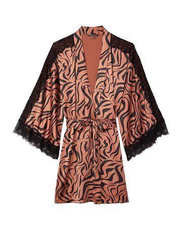 Сатиновий халат lace inset robe, M/L