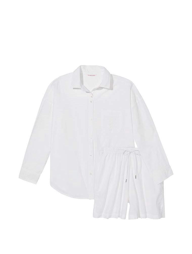 Котоновая пижама cotton long-sleeve shirt & shorts set, XS