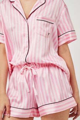 Сатиновая пижама Satin Short Pj Set с шортами розовая полоска, S