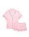 Сатиновая пижама Satin Short Pj Set с шортами розовая полоска, S