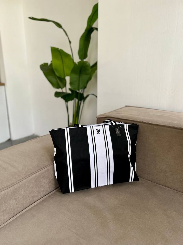 Сумка black & white striped tote bag