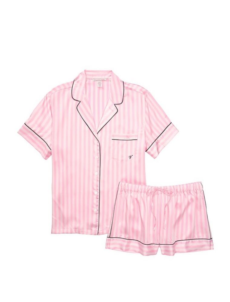 Сатиновая пижама Satin Short Pj Set с шортами розовая полоска, М