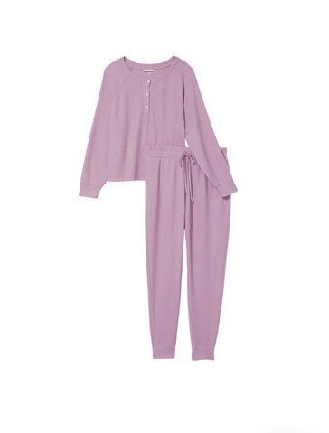 Піжама glow waffle henley jogger pj set