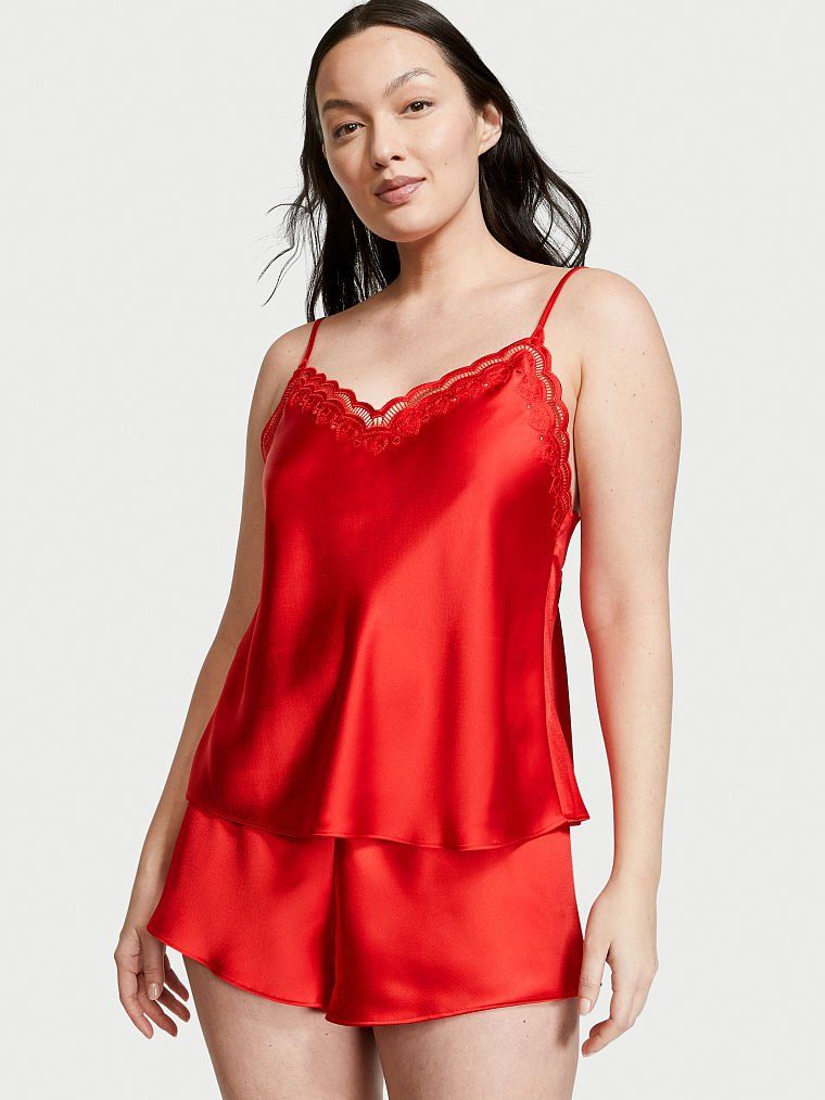 Пижама сатиновая Satin Cami Set в красном цвете, S