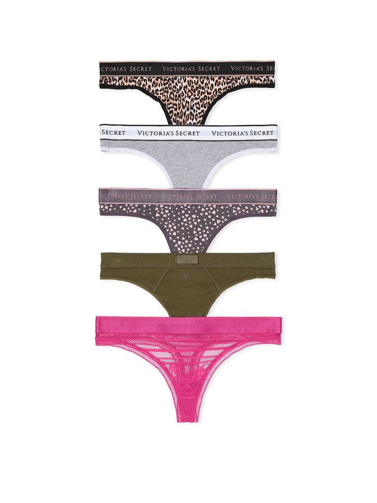 Набір бавовняних трусиків 5-pack mixed thong panties, S