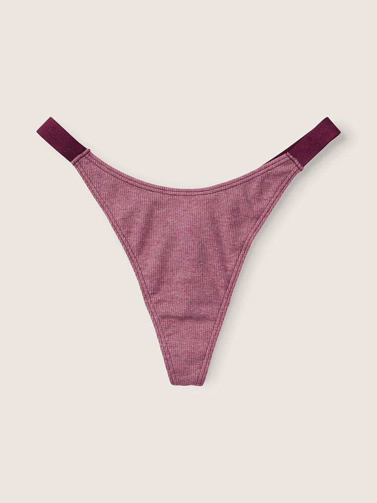 Трусики Pink High Leg Logo Thong Underwear в рубчик, M