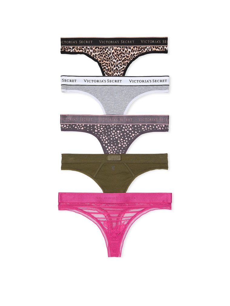 Набір бавовняних трусиків 5-pack mixed thong panties, M